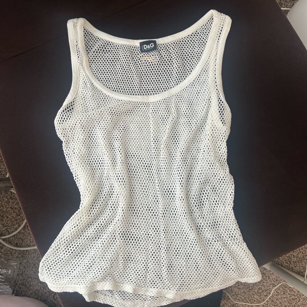 D&G White Mesh Tank Top